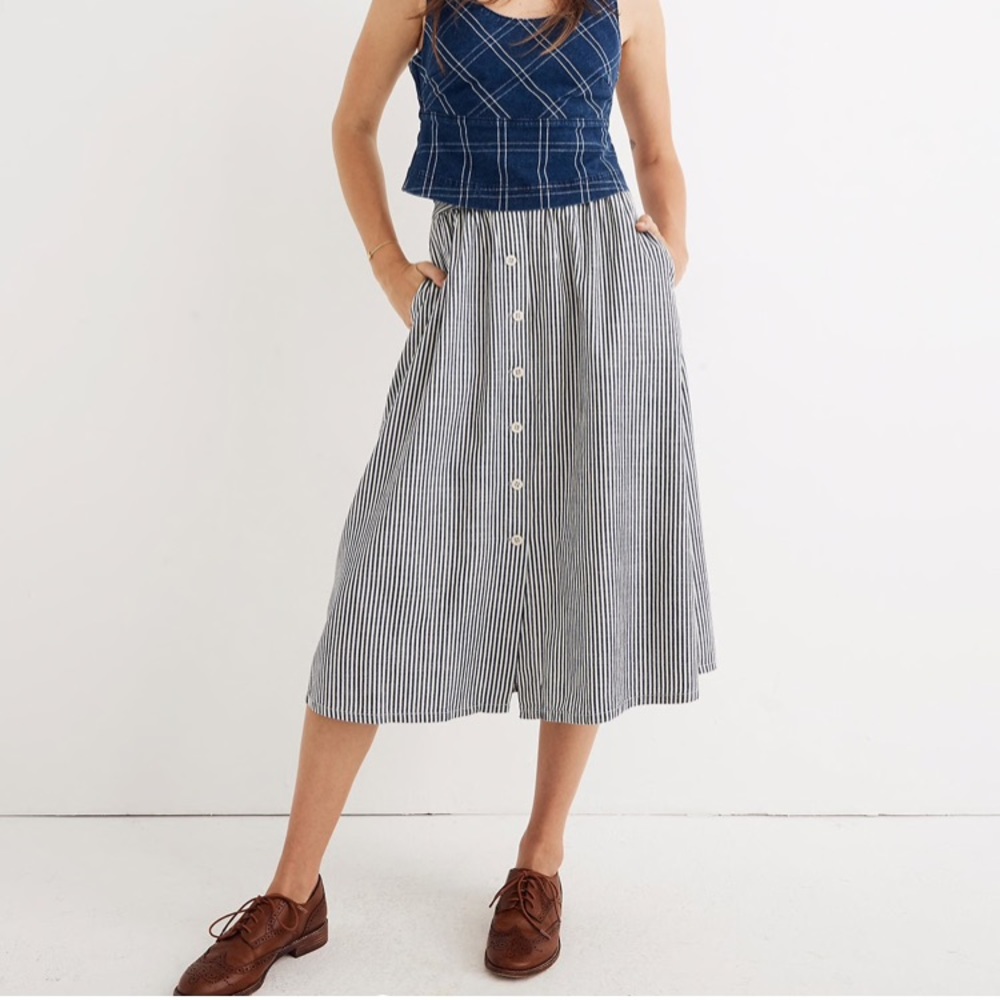 Madewell Palisade Button Front Midi Skirt